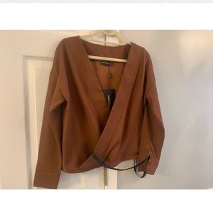 NWT PrettyLittleThing wrap blouse size 10